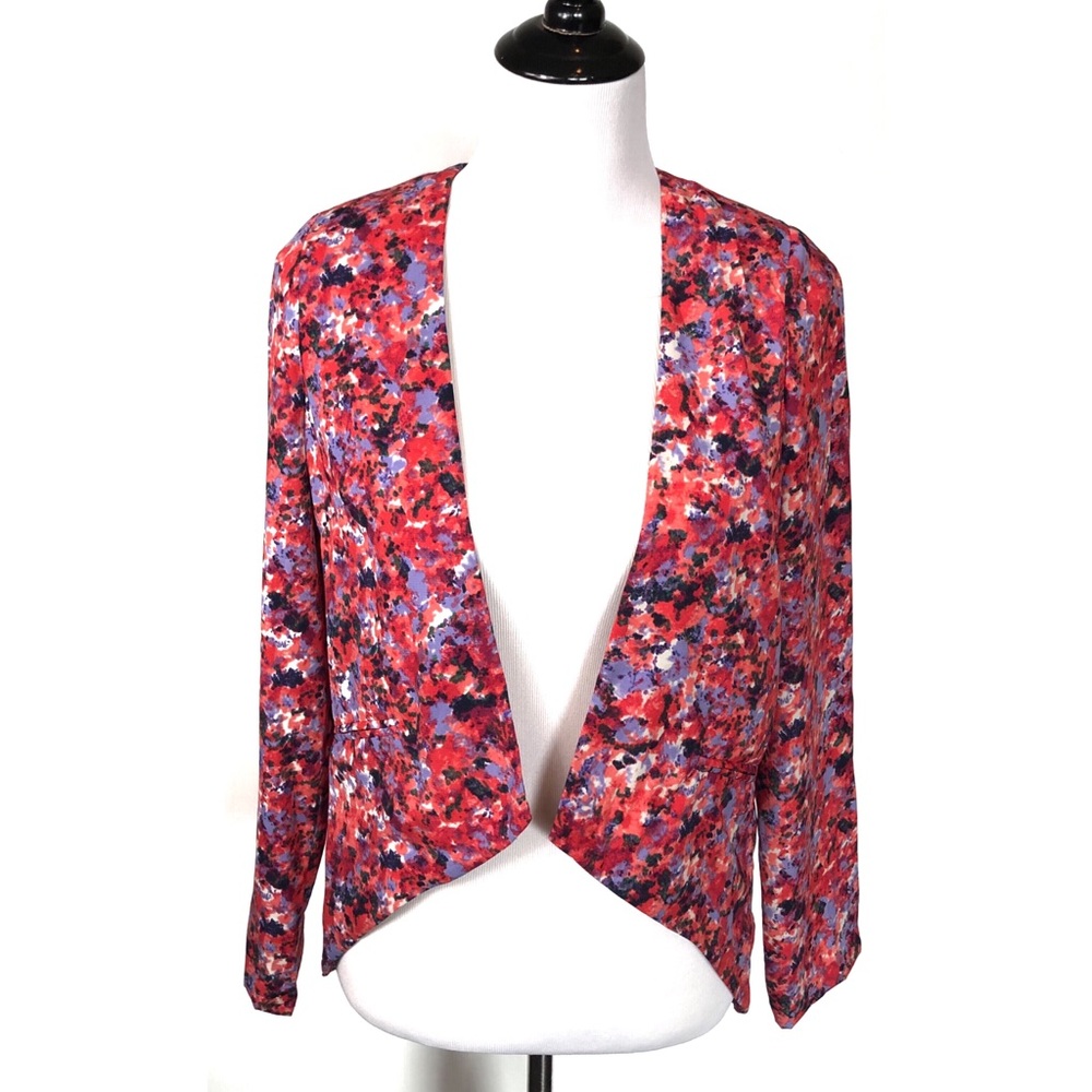 Nwot Lush Colorful Abstract Open Front Blazer - image 1